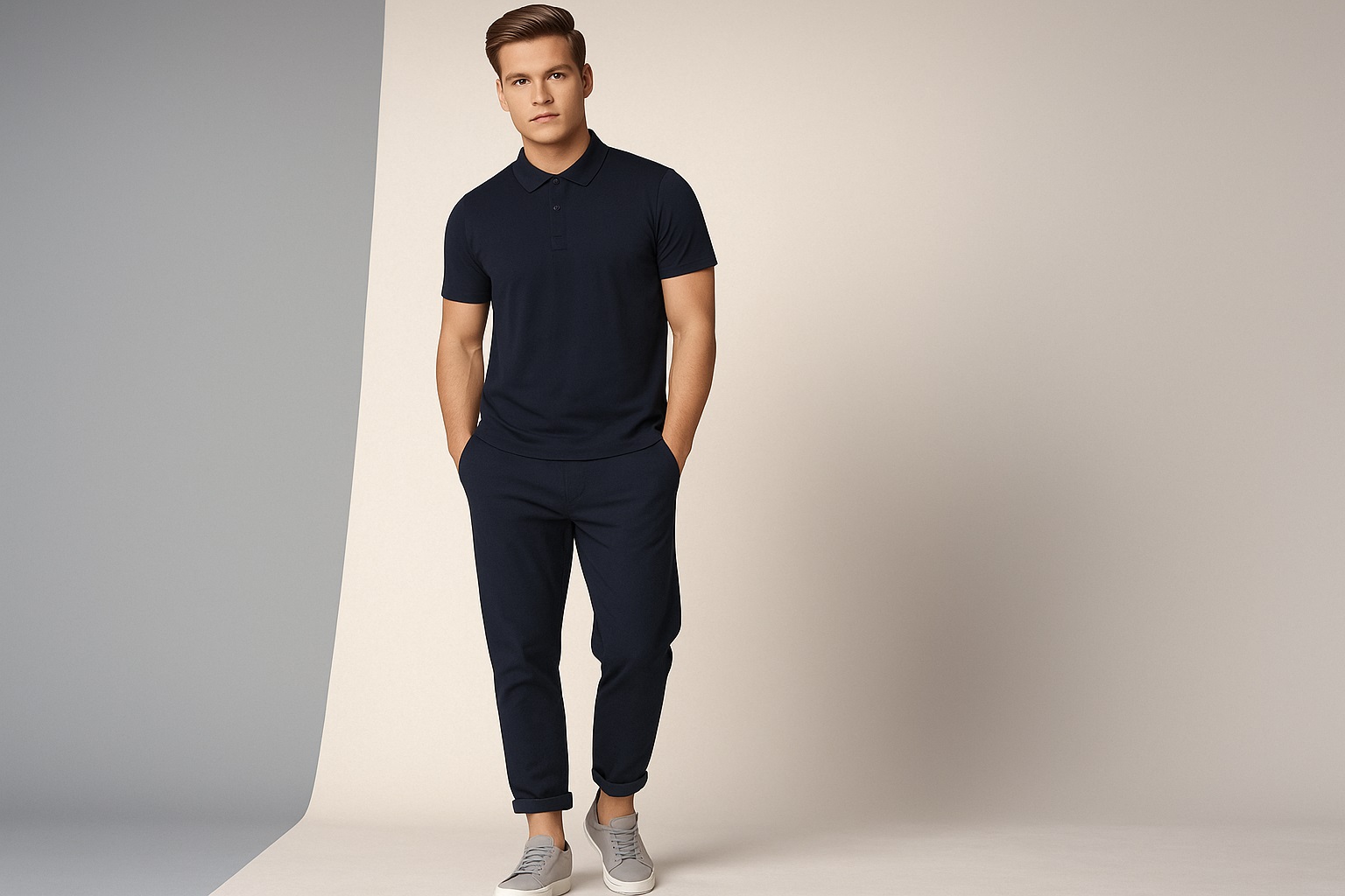 Polo Neck T-Shirt Black - Image 3