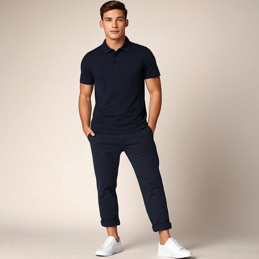 Polo Neck T-Shirt Black - Image 4