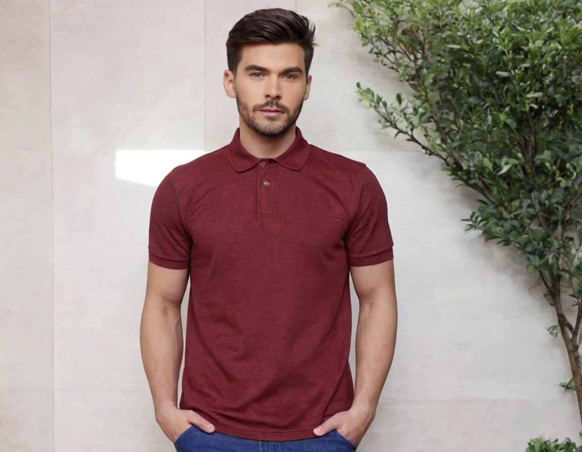 Polo Neck T-Shirt –Maroon