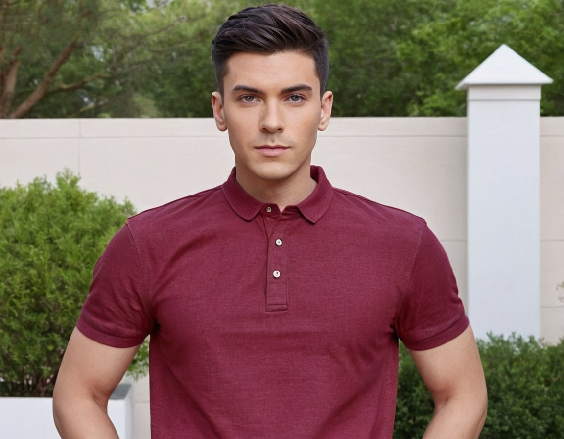 Polo Neck T-Shirt –Maroon - Image 2