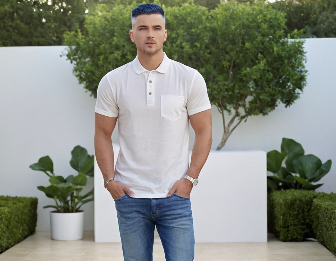 Polo Neck T-Shirt –White - Image 3