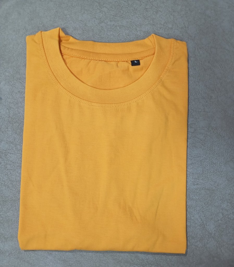 Round Neck Cotton T-Shirt – Mustard - Image 5