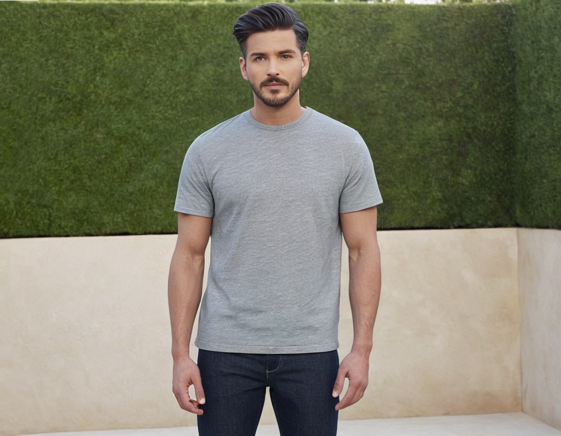 Round Neck Cotton T-Shirt – Grey Melange - Image 2