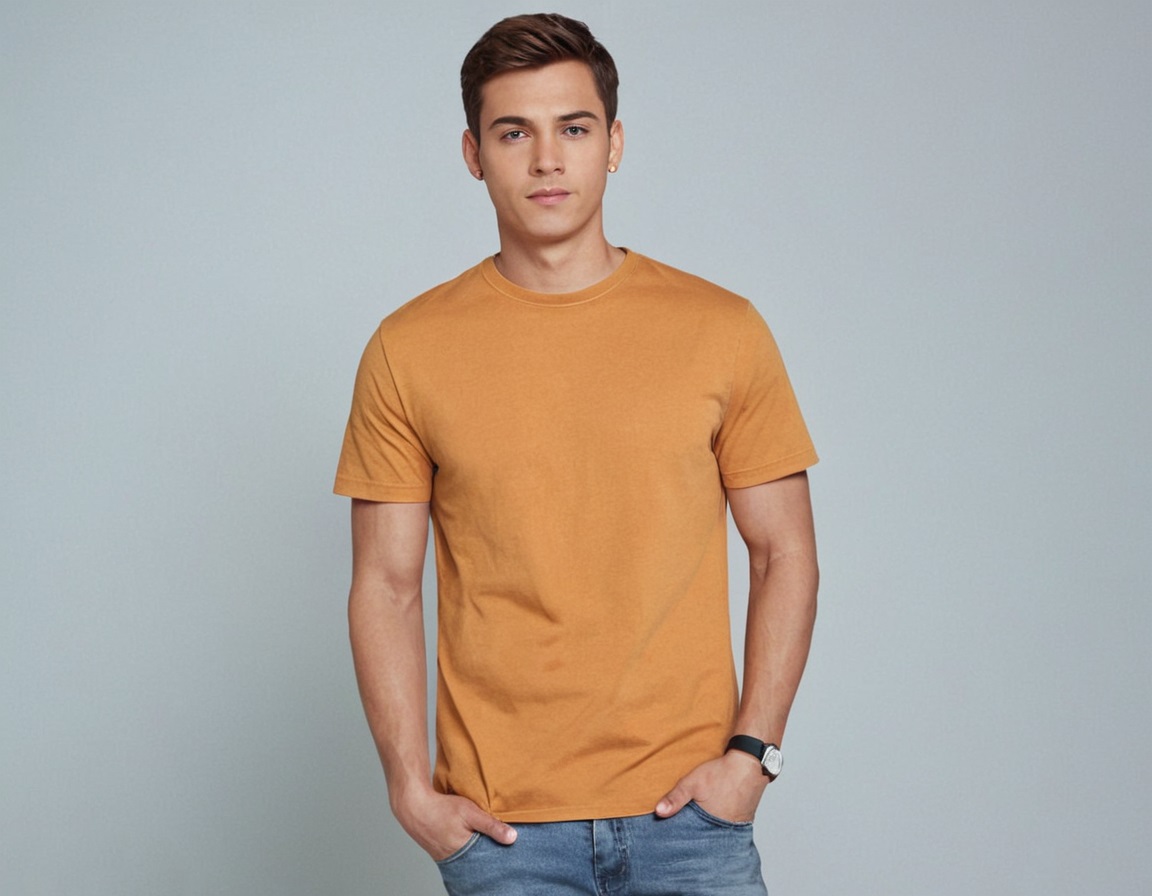 Round Neck Cotton T-Shirt – Mustard