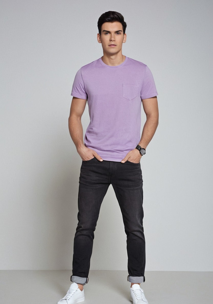 Round Neck Cotton T-Shirt – Lavender