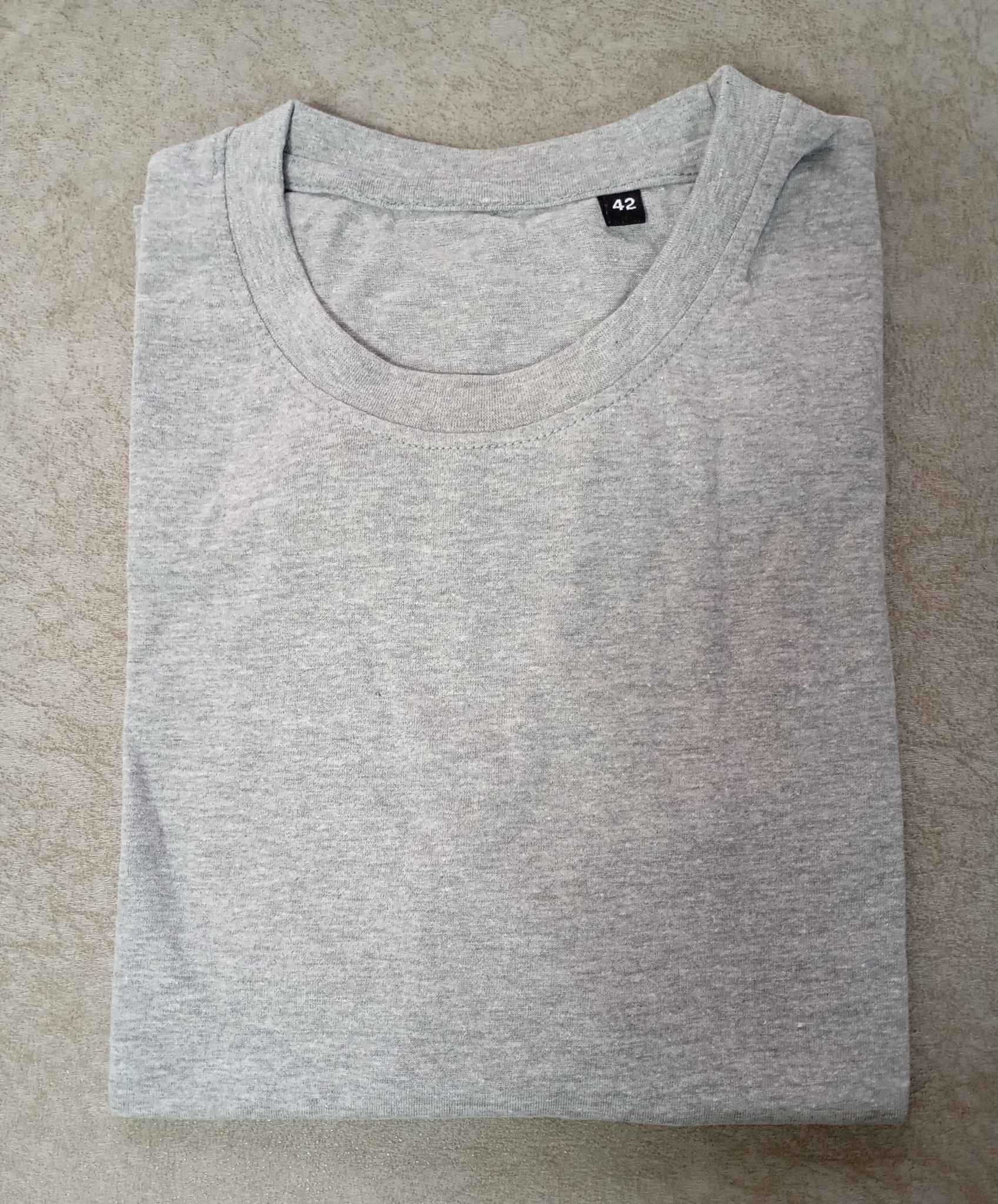 Round Neck Cotton T-Shirt – Grey Melange - Image 3