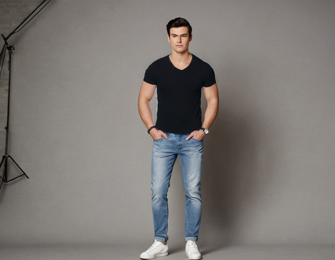 Round Neck Cotton T-Shirt – Black - Image 3