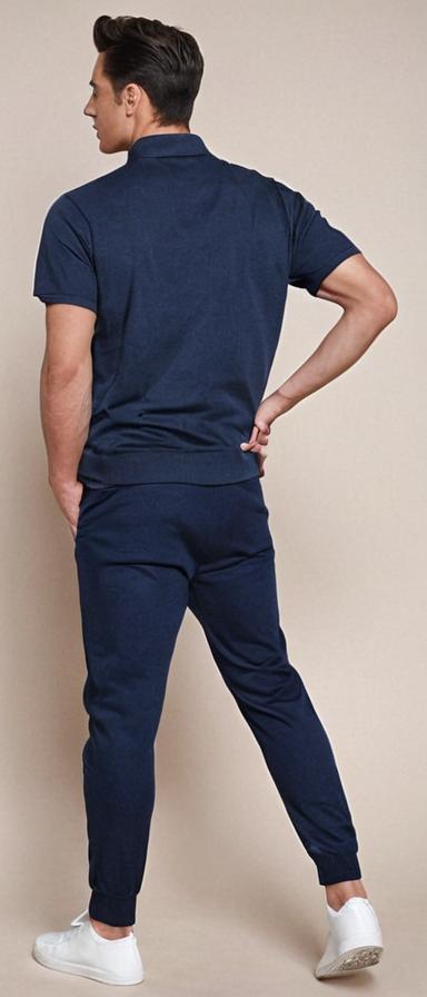 Polo Neck T-Shirt -Navy - Image 2