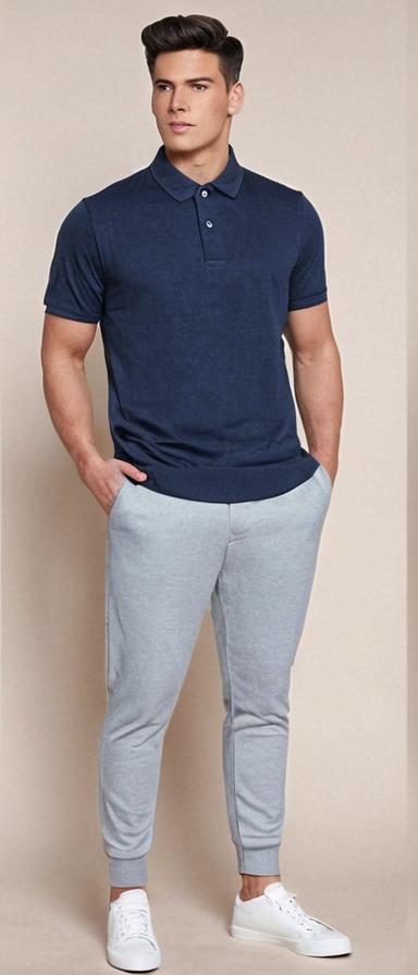 Polo Neck T-Shirt -Navy - Image 4