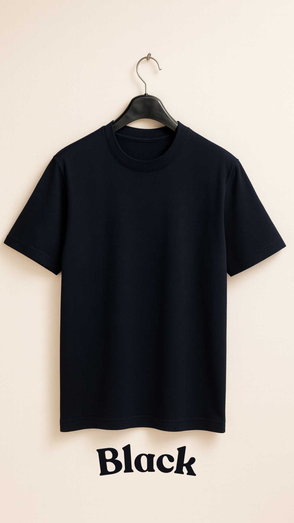 Oversized Round Neck T-Shirt – Black - Image 2
