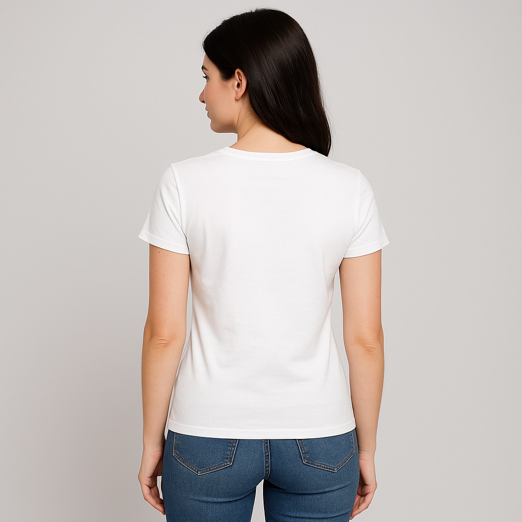 Round Neck T-shirt – White - Image 2