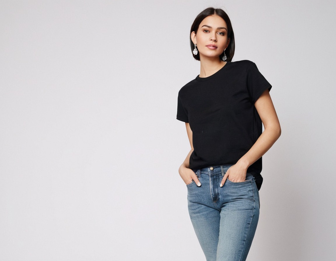 Round Neck T-shirt – Black - Image 2