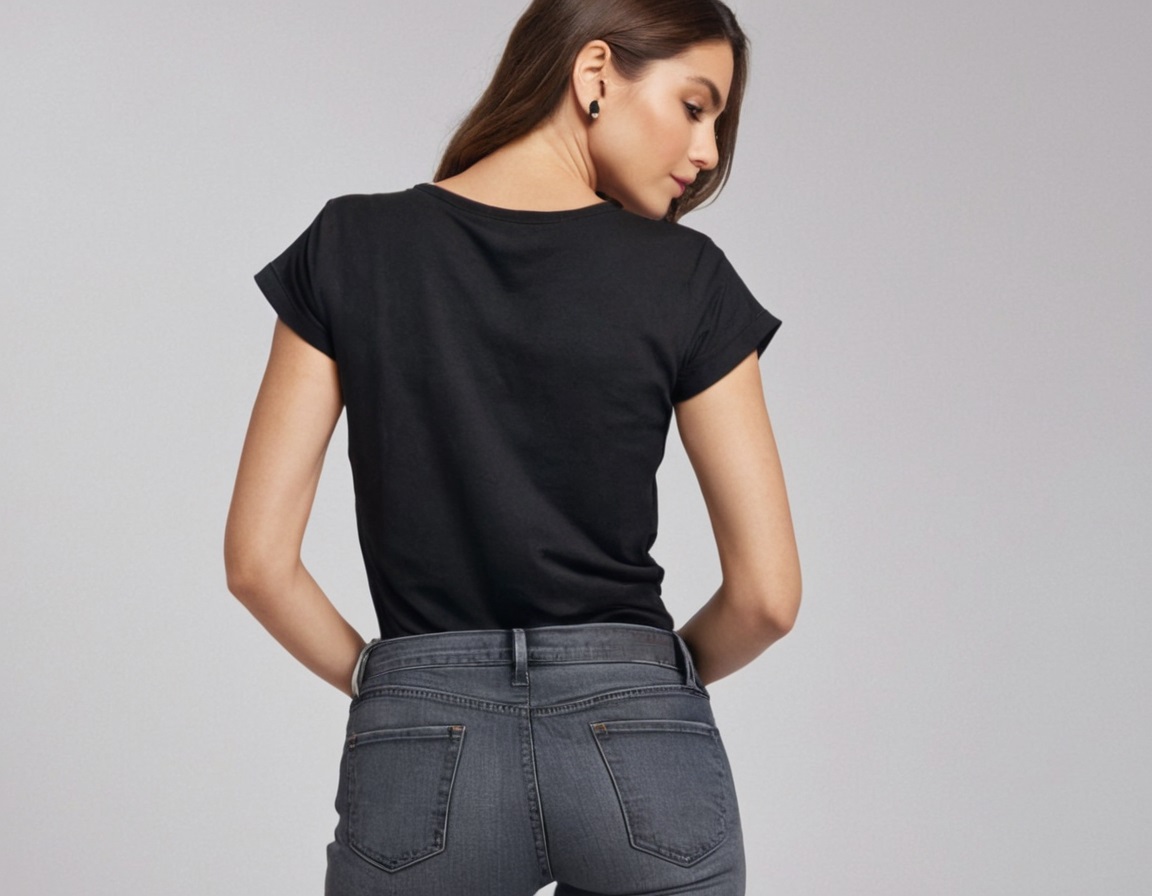 Round Neck T-shirt – Black - Image 3