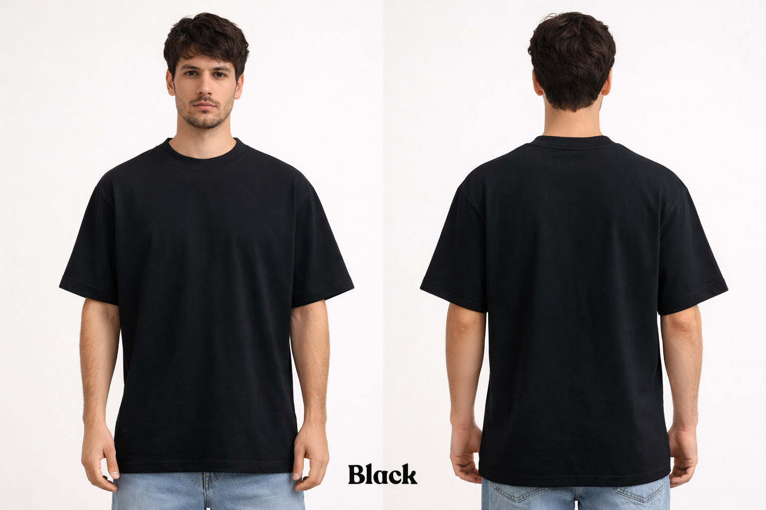 Oversized Round Neck T-Shirt – Black