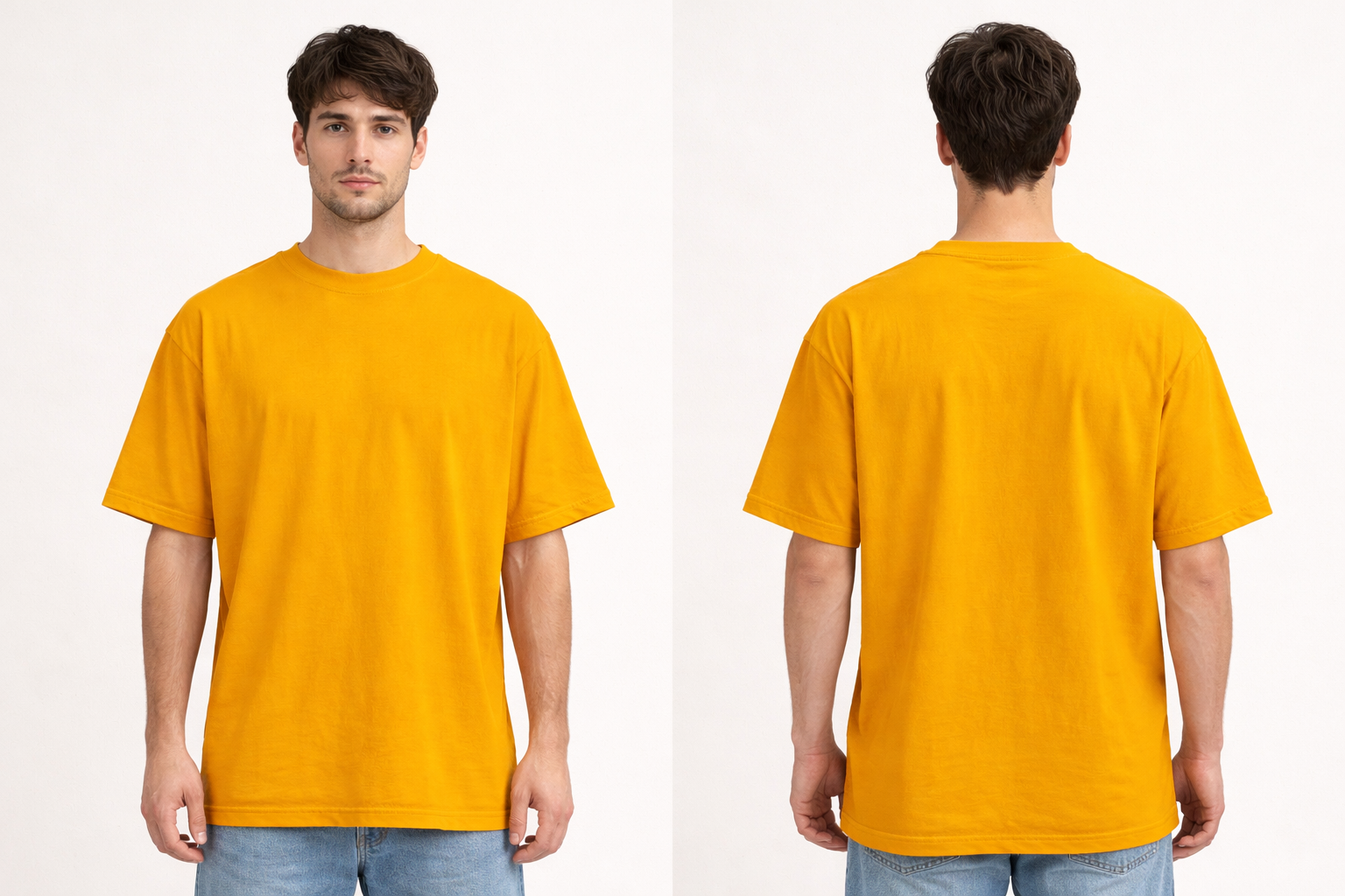 Oversized Round Neck T-Shirt – Mustard