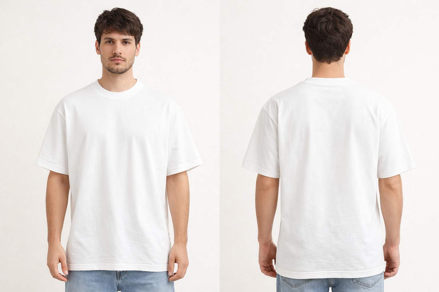 Oversized Round Neck T-Shirt – White