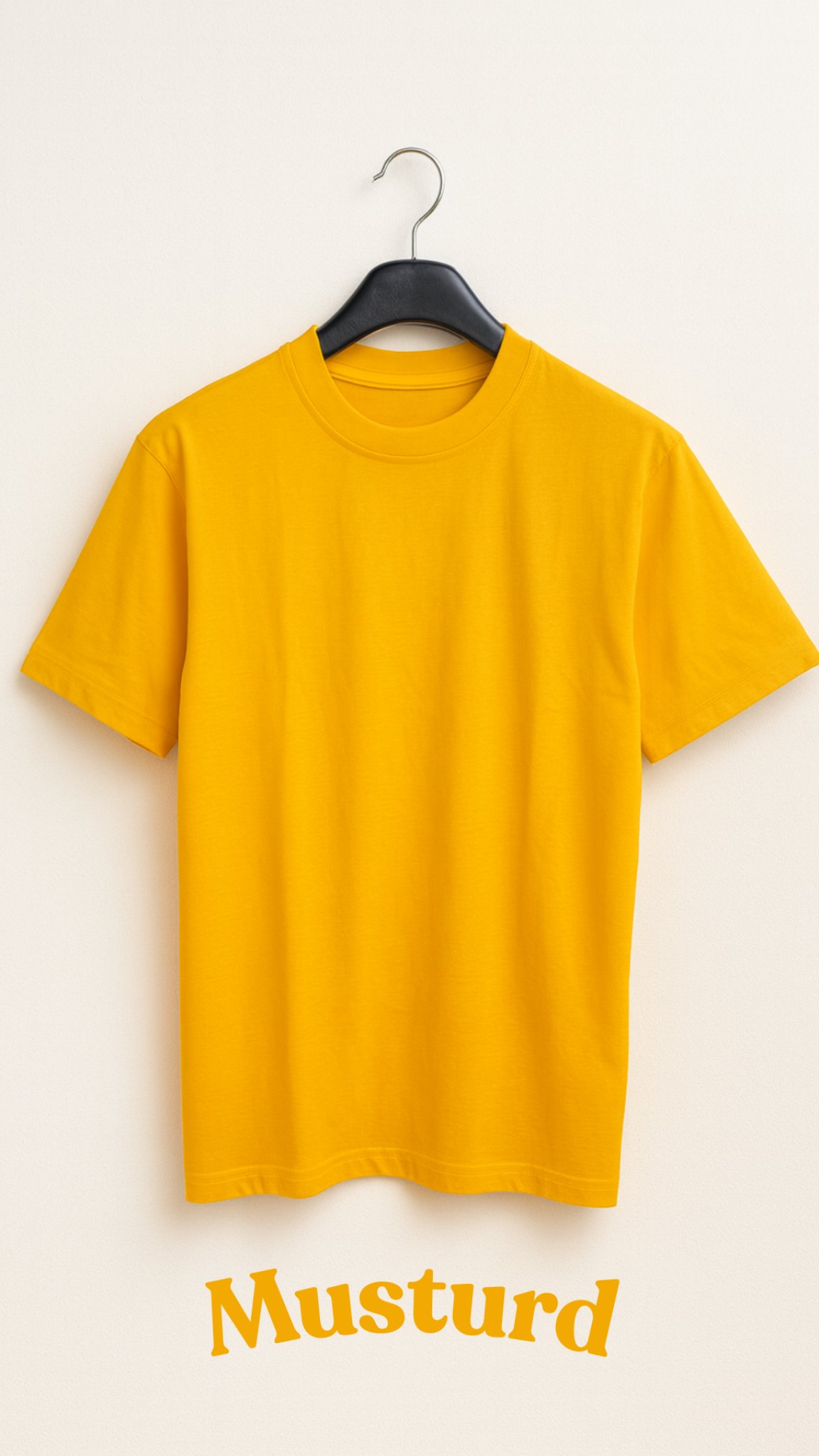 Oversized Round Neck T-Shirt – Mustard - Image 2
